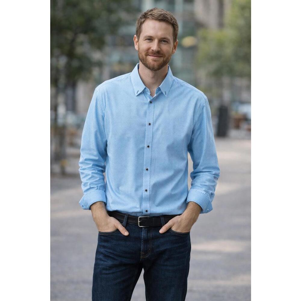 Lloyd‎ & Jefferson Light Blue Patterned Dress Shirt